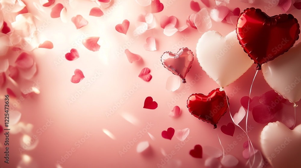 Aufkleber A soft vector background featuring multiple hearts in varying sizes and shades of pink and red, ideal for love and affection themes.

