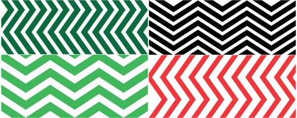 Vector zigzag seamless striped pattern, Red and green color Abstract Patterns Shapes Background Design on white background. 