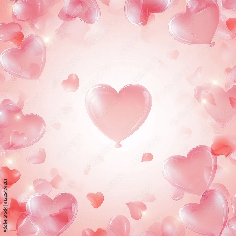 Aufkleber a soft vector background featuring multiple hearts in varying sizes and shades of pink and red, idea