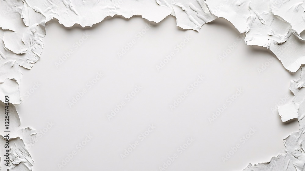 Leinwandbilder white crumpled and torn paper creating a frame on white background