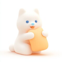 A cute, cartoonish white bear holds a slice of orange, exuding a playful and joyful vibe in a minimalist design.