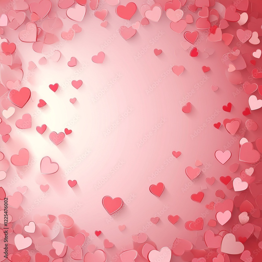 Aufkleber A soft vector background featuring multiple hearts in varying sizes and shades of pink and red, ideal for love and affection themes.

