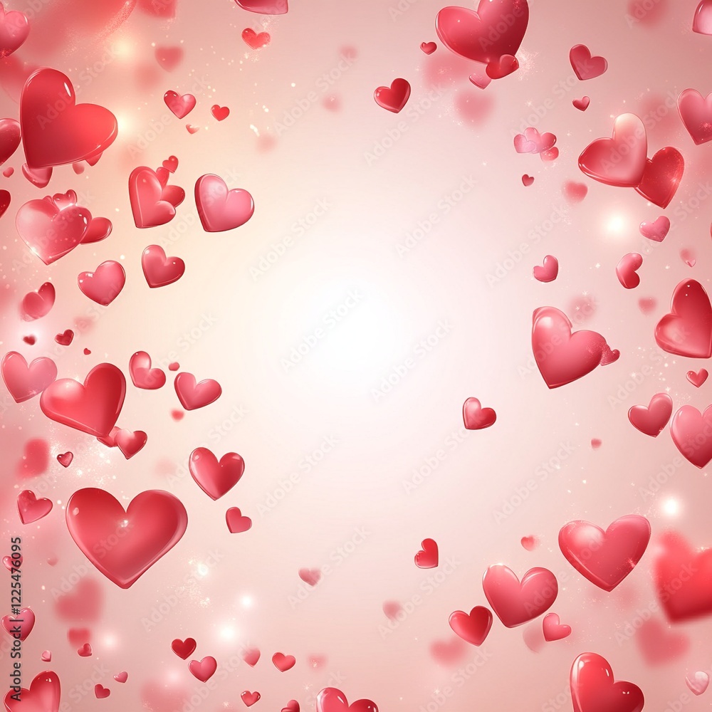 Aufkleber A soft vector background featuring multiple hearts in varying sizes and shades of pink and red, ideal for love and affection themes.

