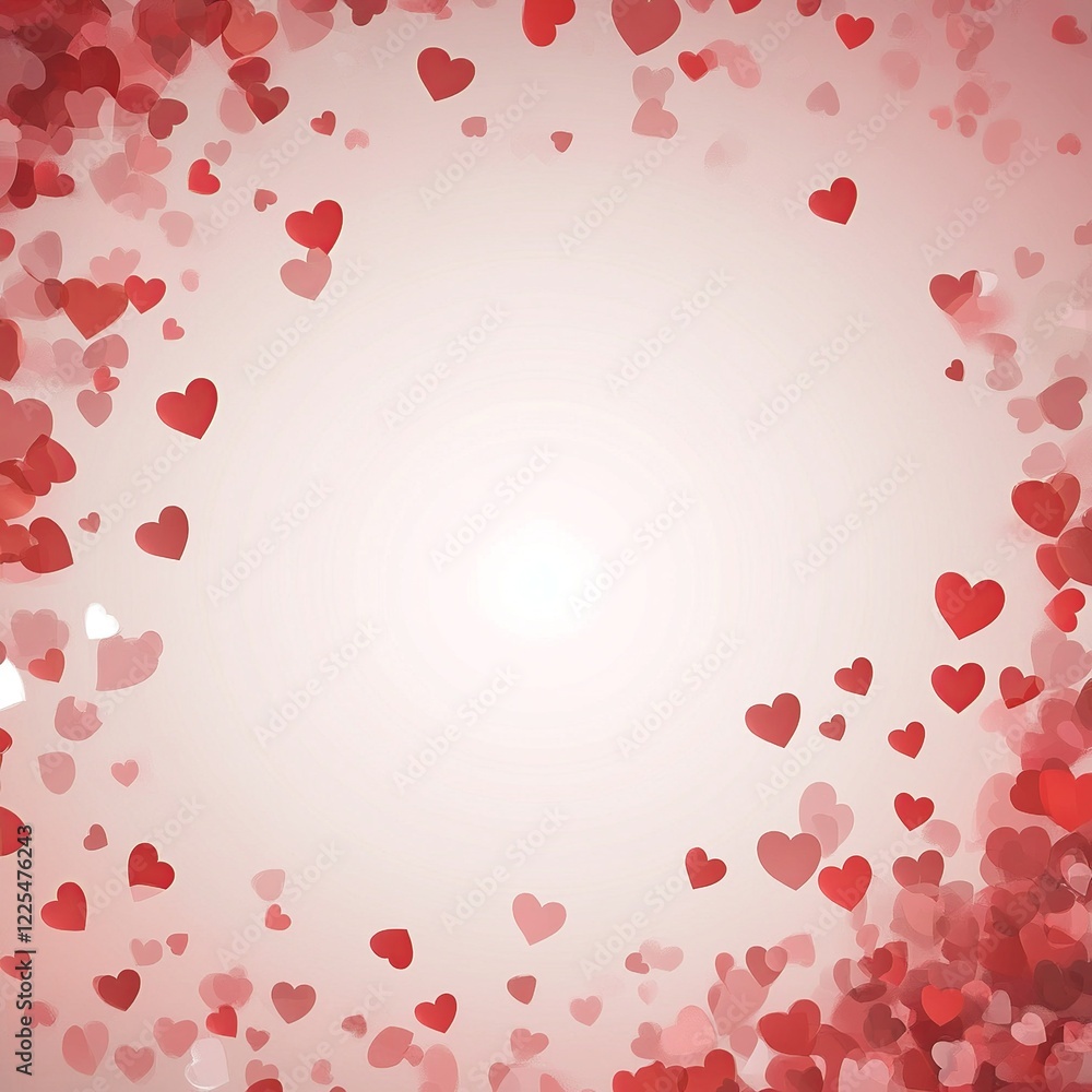 Aufkleber A soft vector background featuring multiple hearts in varying sizes and shades of pink and red, ideal for love and affection themes.

