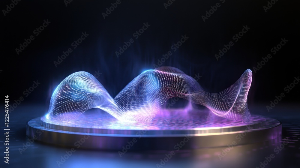 Poster glowing waveform abstract digital art display