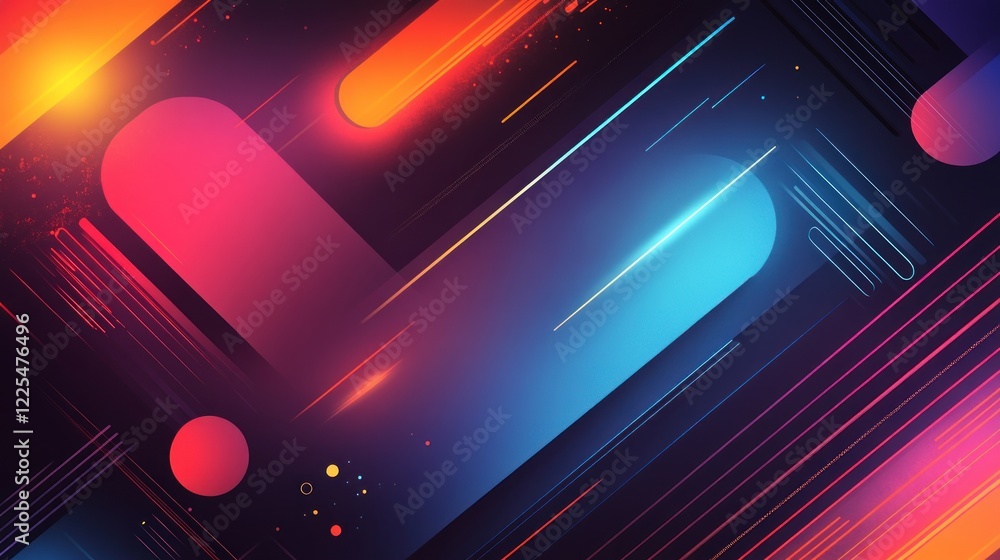 Poster abstract geometric design with vibrant colors and dynamic lines