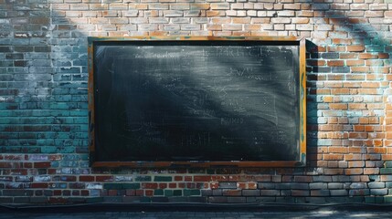 Chalkboard on brick wall