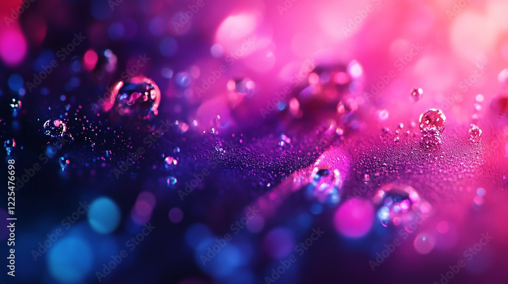 Poster Colorful water droplets creating a stunning visual spectacle on a textured surface