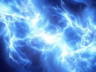 intense electric blue flame forming abstract patterns and tendrils against pristine white background, captured in high-speed photography