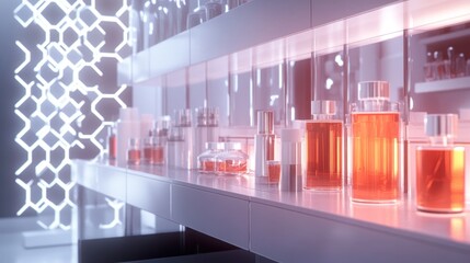 Fototapeta premium Modern Skincare Products Displayed On Shelves