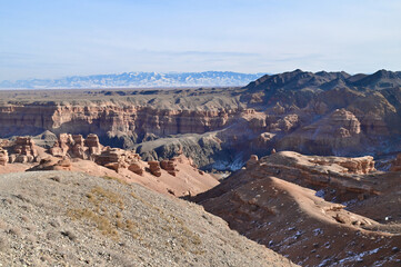 Landscape of Rock Formations at Charyn Canyon in Kazakhstan