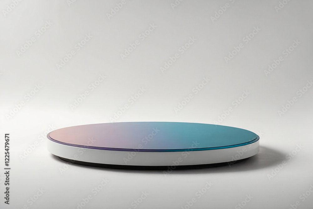 Poster circular platform with a subtle gradient on a white background, soft shadows