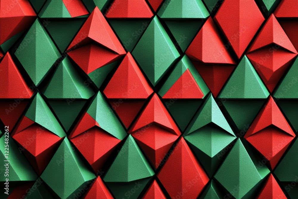 Aufkleber geometric pattern of red and green triangles creating a vibrant, textured background
