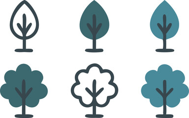 A set of tree icon. Tree flat vector illustration design. Isolated on a white background.