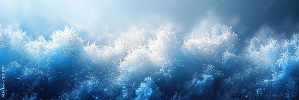 Aufkleber frosty blue and white gradient with intricate frost patterns in a serene atmosphere