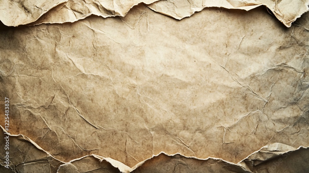 Poster old crumpled paper creating a vintage frame effect on dark background
