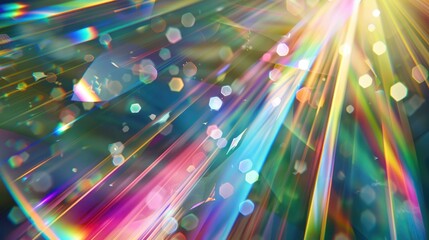 Iridescent prism light with crystal flare rays.
