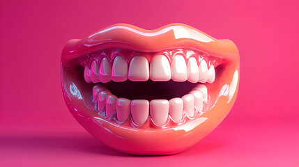 Naklejka premium Smiling mouth with a teeths