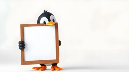 penguin holding blank sign