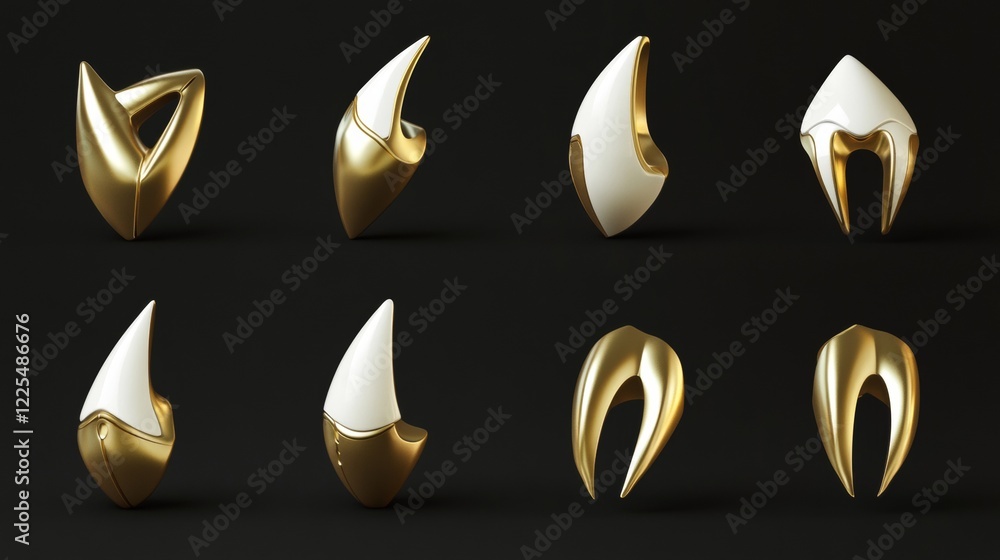 Poster cursor arrow 3d vector set. realistic illustration collection of golden and white transparent mouse 