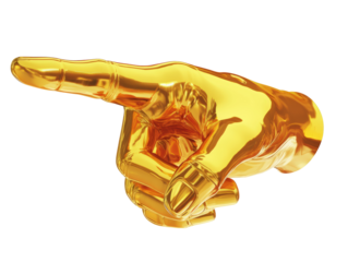 Isolated Golden Hand Pointing Left Direction,