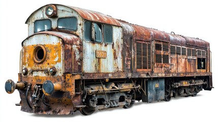 Obraz premium Rusty Relic: A Vintage Locomotive Abandoned to Time