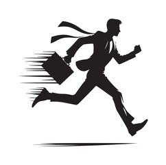 Obraz premium businessman running silhouette vector illustration