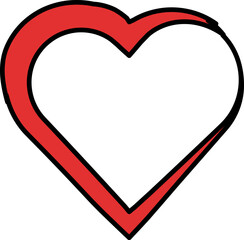 Heart icon. Single hand drawn heart, love, romance, wedding. Shape heart lineart. Sketch heart. Symbol love. Heart fashion Simple Vector icon on white background.