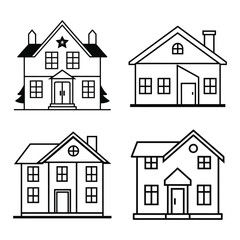 Vector Illustration of Duplex House in Black Outline