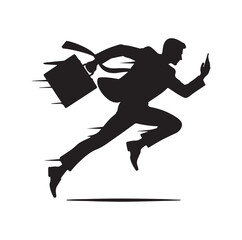 businessman running silhouette vector illustration