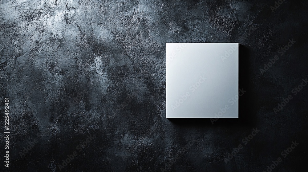 Aufkleber white square hovering over dark textured wall creating modern abstract composition