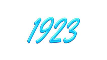 Glowing blue effect of number 1923 on white background.	