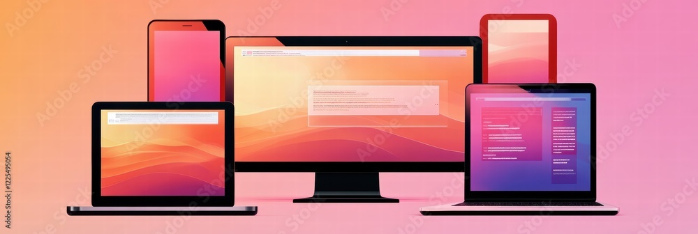 Poster cross-platform website and mobile app development showcased on multiple devices and screens
