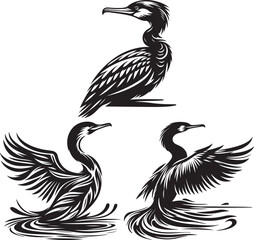 Fototapeta premium Crane flying done in retro woodcut vector image