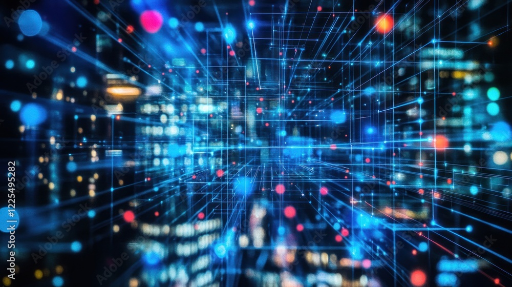 Poster abstract network data visualization showing digital connections
