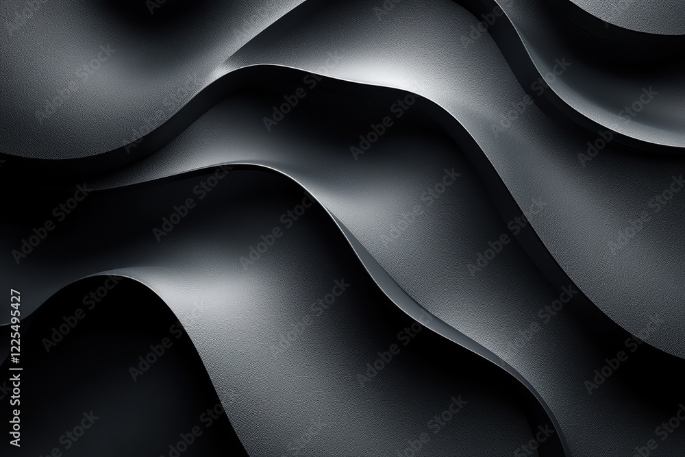 Poster smooth curves and textures create a harmonious composition against a dark gray background