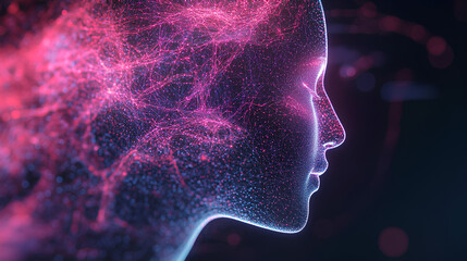 Technology digital interface artificial intelligence hologram future network abstract background computer ai information futuristic communication concept or virtual data cyberspace innovation display