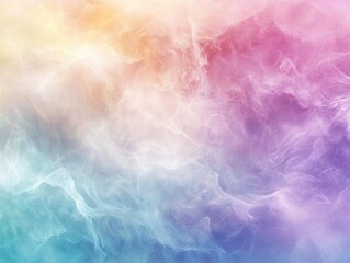 Obraz premium ethereal abstract cloudscape with translucent layers of cumulus clouds in pastel hues, backlit by soft sunlight creating a dreamlike atmosphere
