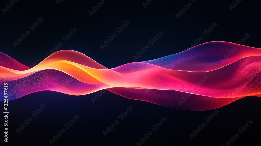 Poster abstract colorful waves flowing dark background