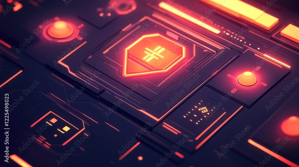 Poster abstract futuristic interface showing digital symbol