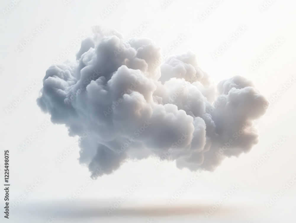 Aufkleber ethereal cumulus cloud formation floating in pristine white space, volumetric light creating soft sh