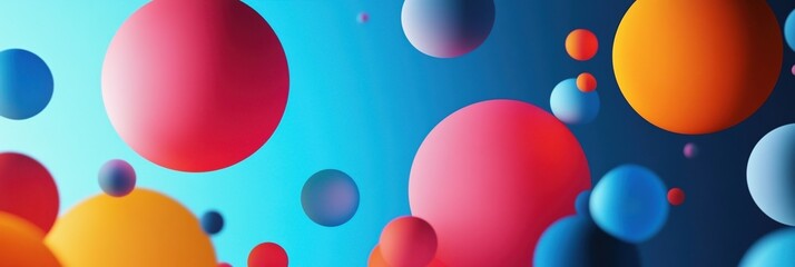 Geometric graphics for promotional flyer layouts featuring colorful spheres on a gradient background