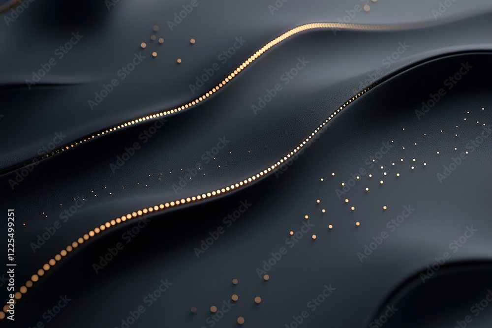 Poster glossy black matte surface showcases intricate patterns of subtle gold accents that weave through th
