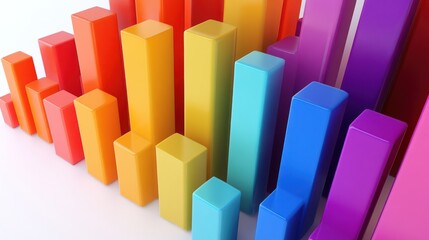 Colorful Three Dimensional Bar Graph Abstract Image