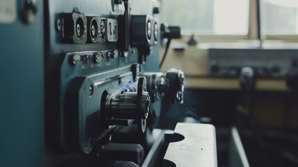 Industrial Machine Close Up Detail Showing Gears
