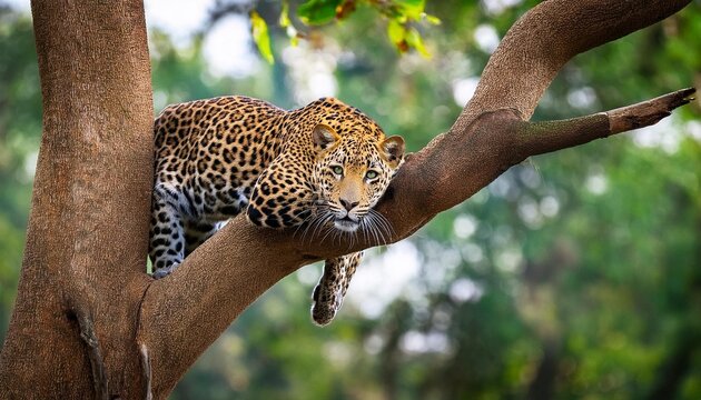 leopard in tree