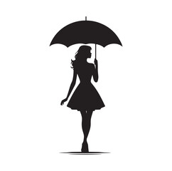 woman holding umbrella  silhouette vector illustration
