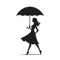 woman holding umbrella  silhouette vector illustration
