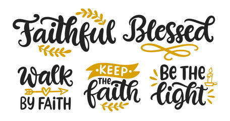 Bible verse psalm quotes set. Christian Lettering