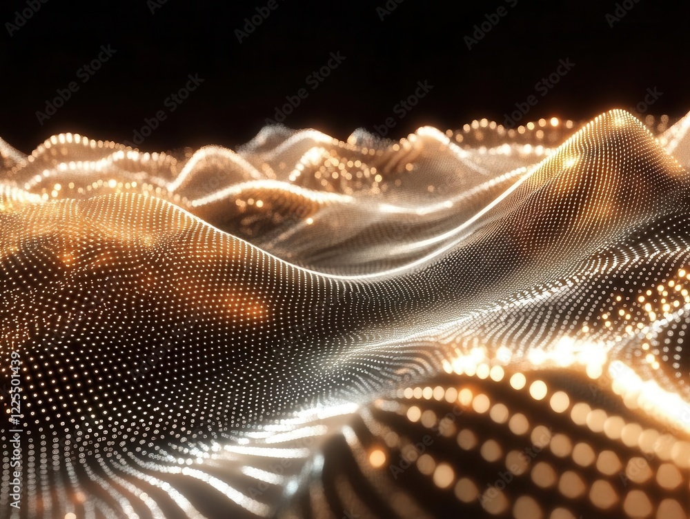 Poster glowing neural network visualization, interconnected nodes forming abstract geometric patterns with 